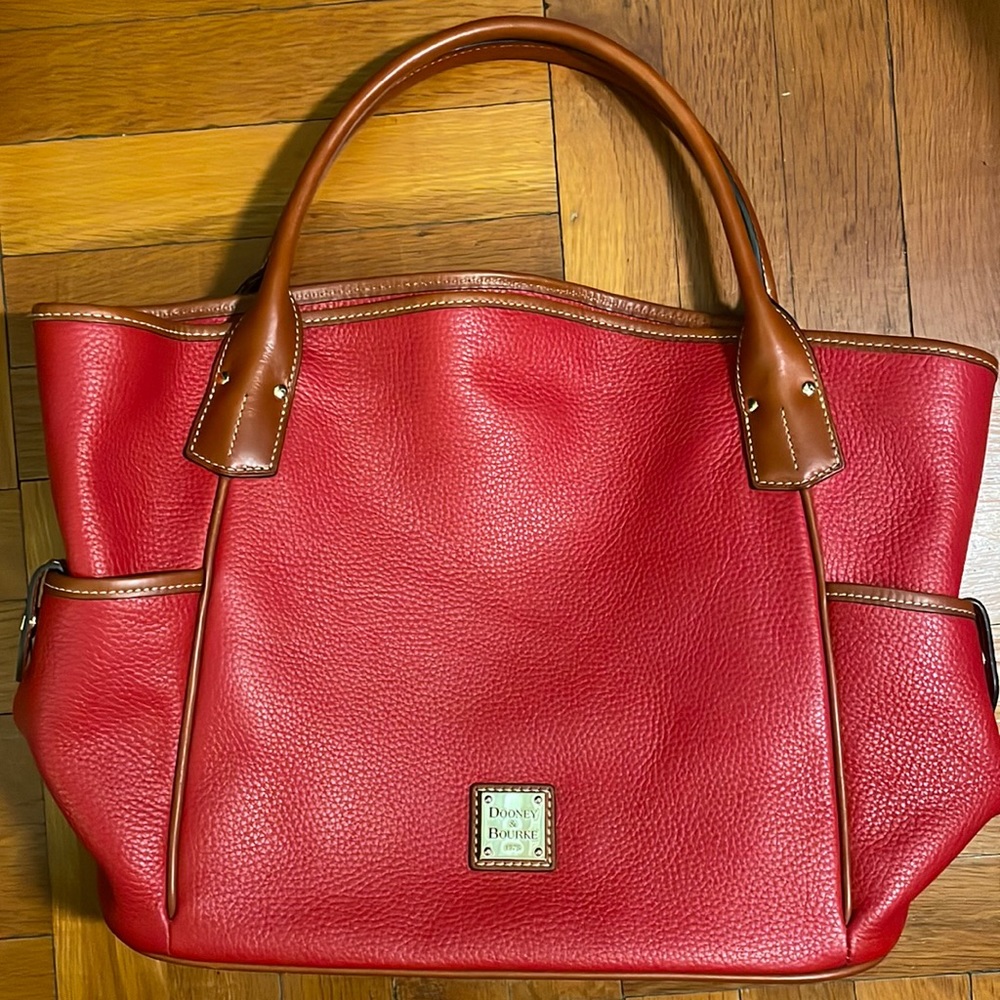 Dooney & Bourke Florentine Pebble Leather Kristen Tote Bag Red